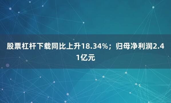 股票杠杆下载同比上升18.34%；归母净利润2.41亿元